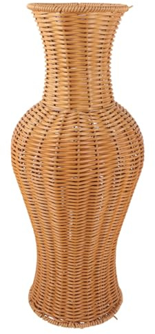 BATHVEVE Jarrones Decorativos de Suelo de Plástico Tejido Diseño Rústico y Elegante, Fáciles de Limpiar para Decoración Interior y Oficina