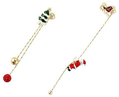 FRCOLOR Boucles Oreilles Pendantes De Noël Avec Pompons Et Chaîne Boucles Oreilles Sapin De Noël Pour Femmes