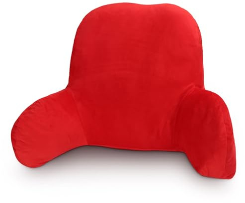 CROWNSHOP Reading Pillow, Lumbar Support Cushion with Removable Cover TV Relax Sofa Chair Back Supports Plush Backrest for Pregnancy Arm Back Head Support, 58x40x25cm (Red)