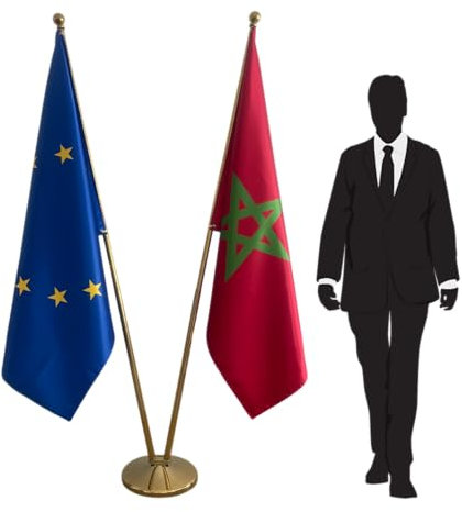 Drapeaux Europe et Maroc avec mâts et pied. Code CN8-EU-MA