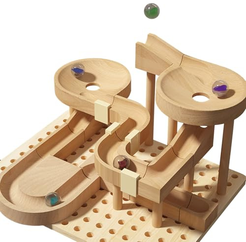Marble Runs Stem Spielzeug - Holzkugel BAU Set mit -Blöcken | Roller Coaster Model Kit für, Mädchen und Familien, Bildungsgebäude Spiele für Spaß Indoor-Lernen Spielzeit