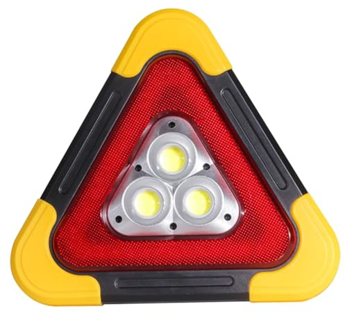 BUGUUYO Luz de Advertencia LED para Emergencia Triángulo de Seguridad Grande para Coche Señal de Tráfico Reflectante Resistente Abs Luz Intermitente para Carretera y Garaje