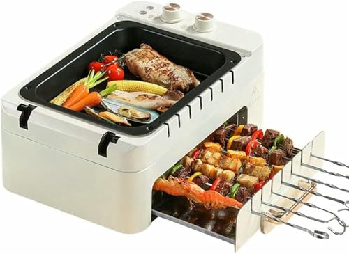 Electric BBQ Kebab Grill Machine - 360° Rotating Skewers, Non-Stick Double Layer Grill Oven for Indoor Outdoor Camping - Smokeless Barbecue Pot