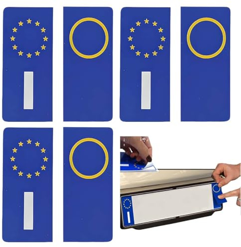 Confezione da 6 adesivi per targa Adesivi per targa con logo europeo Realizzati in resistente materiale PVC impermeabile Ideali per il restauro dell'auto Ultra resistenti e resistenti alla pioggia
