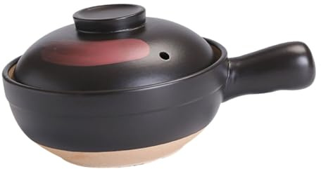 TOGEVAL Pentola per Zuppa in Argilla Nera con Rosso Risparmio Energetico Scivolo per Cucina Domestica Gas Capacità per Persone