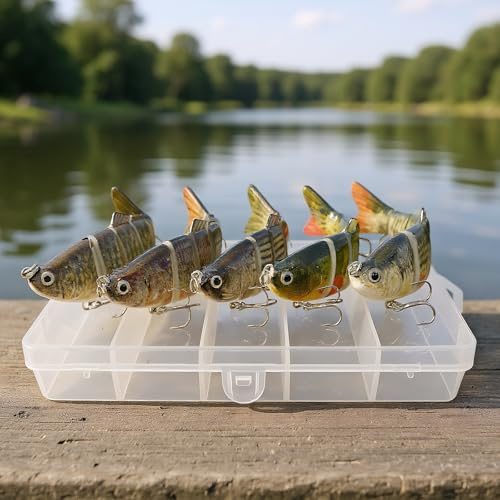 WoRaum 5er Set Hechtköder mit Wobbler - Kunstköder für Süßwasser & Salzwasser Angeln - Premium Angelzubehör für Raubfische (5 Stück)