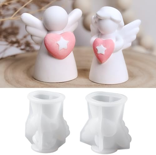 2 Stück Engel Silikonformen Gießformen, Silikonform Engel Klein | Silikonformen Gießformen Schutzengel, Gießformen Silikon Engel 3D, Silikonform Weihnachten für Epoxidharz, Beton & Gips