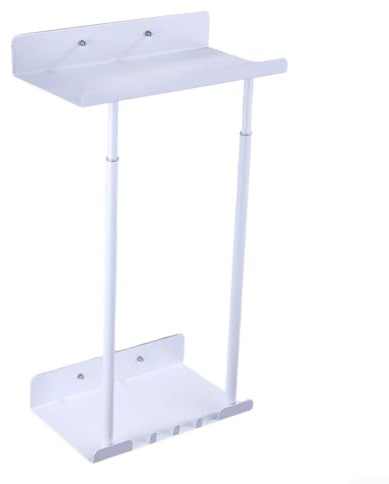 Porte-serviettes mural télescopique avec support réglable en hauteur et étagère multifonction pour une gestion efficace de l'espace de salle de bain (blanc)
