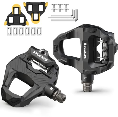 Bucklos SPD-SL Pedale Rennrad Clipless Flat Combo Dual Sides Pedal Kompatibel mit Shimano Cleats - Carbon Fiber Sealed Bearing Fahrradpedale Fahren mit Sneakern/Fahrradschuhen