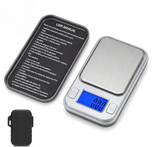 Diyife Mini Präzisionswaage Taschenwaage 0.01g/200g, mit Aufbewahrungsbox | Silber, Ultraportabel Digitale Feinwaage, LCD Display & Tara Funktion, 8 Einheiten, Briefwaage für Schmuck, Medizin