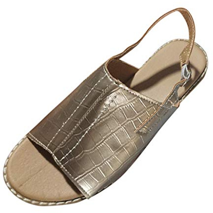 Générique Sandali in pelle da donna, sandali piatti da donna, minimalista, scarpe leggere chic ed eleganti, scarpe aperte, tinta unita, pantofole comode casual
