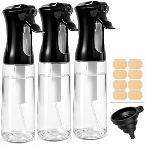 BELICOO 3 Pack Spray Bottles 300ml Continuous Mist Transparent Spray Bottle | Plastic Empty Spray Bottle for Hairdressing, Cleaning, Plants, Pet, Essential Oils, Gardening