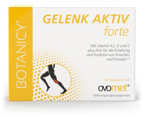 BOTANICY Gelenk Aktiv Forte - 60 Gelenkkapseln - Ovomet® Eierschalenmembran Pulver, Grünlippmuschel Pulver, Vitamine C, D, K plus Zink & L-Prolin - Gelenke, Knochen, Bänder & Sehnen - Laborgeprüft