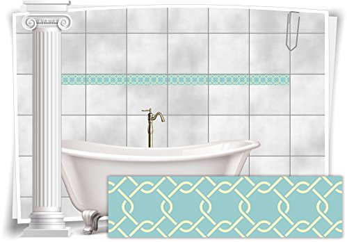 Medianlux Fliesenaufkleber Bordüre Fliesen Aufkleber Vintage Nostalgie Retro Bad WC Küche, 20 Stück, 25x6,5cm (BxH)
