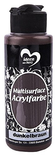 Ideen mit Herz Acrylfarbe Multisurface | Allzweckfarbe zum Bemalen von Holz, Glas, Keramik, Porzellan, Terracotta, Styropor, Stoff, Leder | Universalfarbe auf Wasserbasis | 120ml (dunkelbraun)