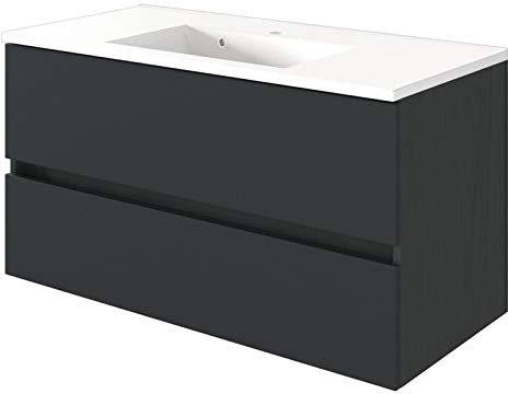 möbelando Waschtisch Badschrank Waschplatz Badezimmerschrank Handwaschplatz Bad Baabe I Graphit/Grau-Matt 100 cm
