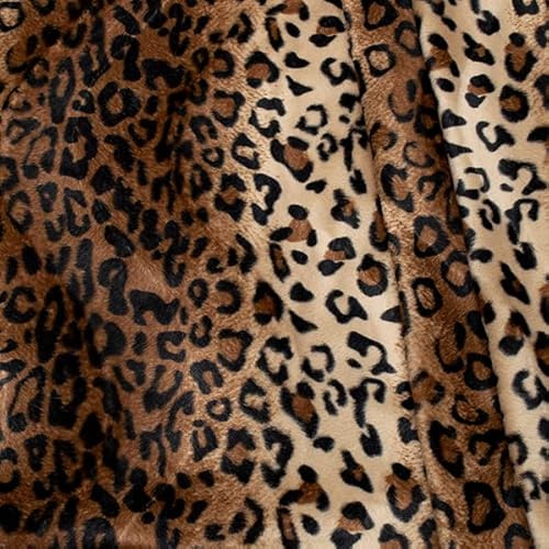 Leopard 2 Tierfellimitat Velboa Stoff Meterware Braun-Beige