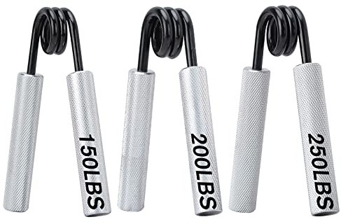 COVVY Handgriff-Stärker, 3er-Pack (150,200,250 LBS) Griffkrafttrainer, Unterarmstärker, Handstärker, für Zuhause, Fitnessstudio und Büro(Silber)