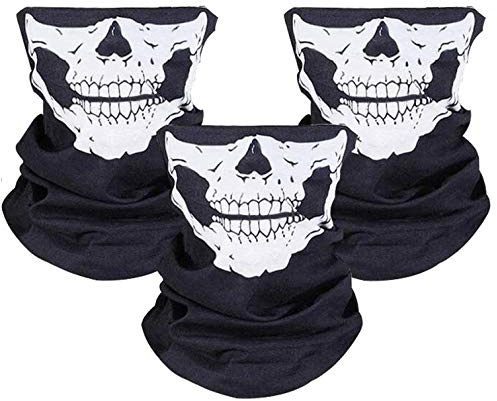 ZKSMNB ZKSM 3 st Ghost Motorcykelmask Scarf Polyester Motorcykel, Cykling, Vandring, Skidåkning, Halloween (Svart