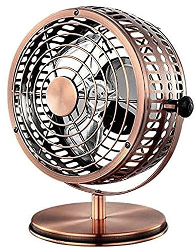 Slscyx 6 Inch Desk Fan, USB Retro Portable 2 Speed Quiet Operation Oscillating Desktop Bedside Vintage Fan Ideal, For Home And Office, copper