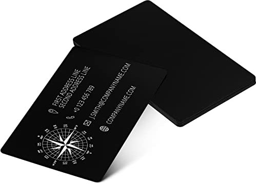 50 Stück Metall Visitenkarte Beeindruckende Rohlinge Aluminium Visitenkarte Leere Schwarze Alu Legierung Karte Laser Gravierte Visitenkarte Dicke Blanko Karte für DIY Geschenkkarten