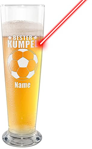 Bier-Glas selbst gestalten - mit Name gravieren - Bester Kumpel - Geschenk für den besten Freund, Biertrinker, Geburtstag, Herrentag, Weihnachten, 500 ml I Gravur