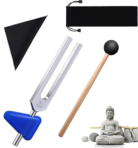 Bysameyee 528 hz stämningsgaffel medicinsk med Taylor slagverkshammare klubba, icke-magnetisk aluminiumlegering inställningsgafflar för ljudläkande terapi, DNA-reparation, fiolin/gitarr/pianotune
