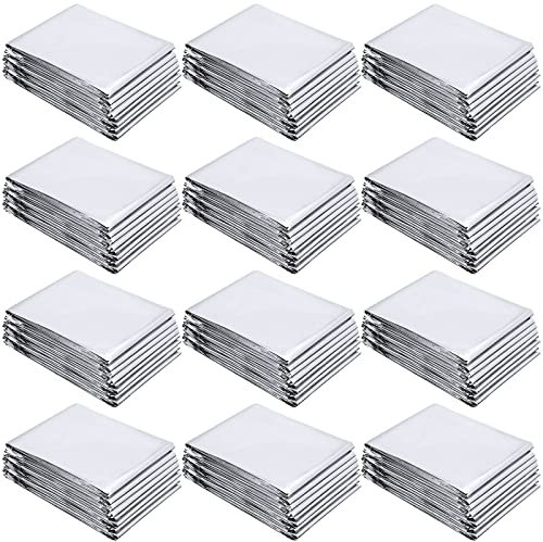 ZAUGONTW Silberfarbene reflektierende Mylar-Folie, Gartengewächshaus-Abdeckfolie, 210,8 x 132,1 cm, Mylar-Folie für Pflanzenwachstum, Wachstumsraum, Erste Hilfe, Camping, Überleben im Freien, 12 Stück