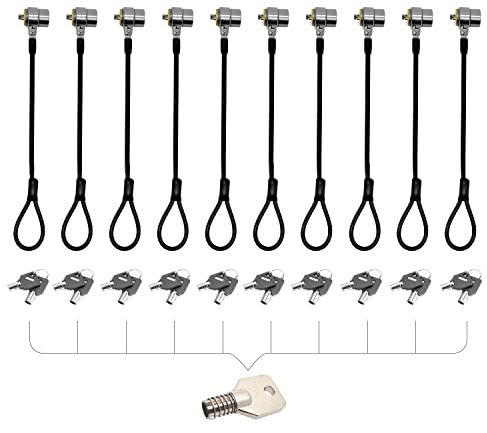 LORADAR Laptop-Sicherheitskabelschloss, Diebstahlschutz, 1,8 m, für Laptops, Monitore und andere Geräte, 10 Stück