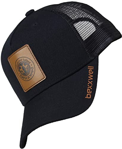 Bexxwell Trucker Cap mit Leder-Patch (Schwarz)