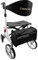Leichtgewicht-Rollator Spring - Gehhilfe mit Komfort-Federung - höhenverstellbar & faltbar - inklusive Netztasche & Rückengurt - bequeme Sitzfläche - zusammenklappbar - Modell M Polarweiß