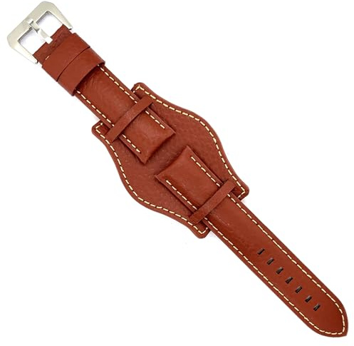 Bund Bison Typ Graverad Läderklockband Kompatibel med Fossil CH2592 CH2564 CH2565 CH2891CH3051 18 mm 20 mm 22 mm 24 mm Rf 386, Brun, 20mm, ränder