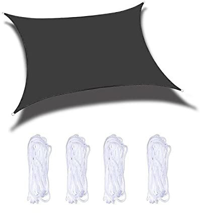 PROPFE Patio Party Parasol de Plage, Voile quadrilatère imperméable épaissie, Auvent Anti-Ultraviolet, Noir, 4X4M, Bloc UV d'auvent imperméable