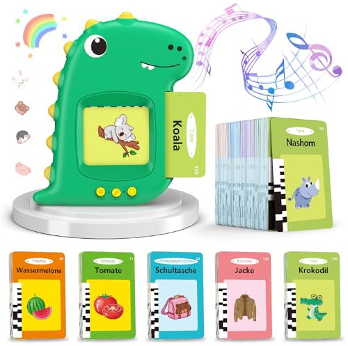 Kizmyee Sprechende Flash-Karten Lernspielzeug für Kinder ab 3 4 5 6 Jahr, Standard Deutsch, 112 Blätter 224 Wörter, Hörbar, Lernspiele Für Autismus, Vorschule Geschenk Spielzeug für Kinder