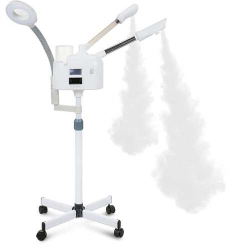VARIPOWDER 3 in 1 Professional Facial Steamer for Face with Hot & Cold Nozzle 5X Magnifying Lamp Face Steamer for Esthetician vaporizador Facial Use at Home or Spa