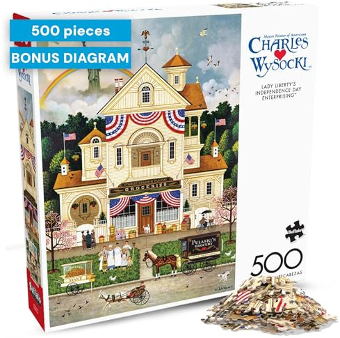 Buffalo Games Charles Wysocki Lady Liberty, 500 Piece Adult Jigsaw Puzzle
