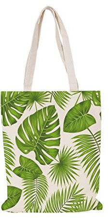 Tote Bag Hojas De Palma Verdes Bolsa de Tela Algodón y Cáñamo Bolsas de Tela para Pintar Gran Capacidad Bolsa Tela Plegable Bolso Tela Duradero Totebag Reutilizable Bolsos de Tela 30x40cm/1 Pcs