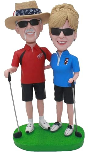 RODMAIE Individuelle Wackelkopf-Golfer-Puppe, individuelle personalisierte einzigartige handgefertigte Wackelkopf-Figur, Actionfigur basierend auf Ihrem Foto, Geburtstagsgeschenk für