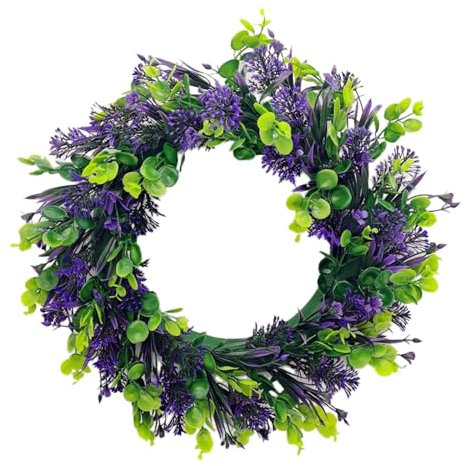 Künstliche Eukalyptus Kränze für die Haustür 42 cm Frühlings Sommer Kranz Ganzjährig Dekokranz Eukalyptus Schleierkraut Türkranz für Wände Fenster Veranda Bauernhaus Terrasse Partydekoration (A)