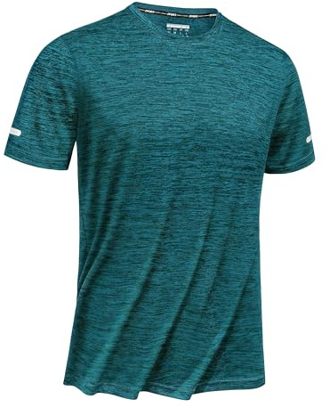 TACVASEN T Shirt Sport Homme T-Shirts à Manches Courtes Homme Respirant Top Fonctionnel avec Bande Tee Shirt Rafraichissant Sportswear Vert Forêt, 3XL