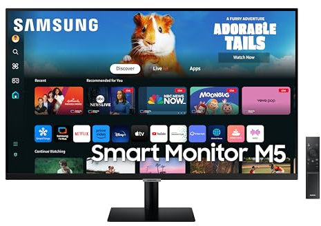 Samsung LS32DM500EUXXU 32 Full HD HDR10 Smart Monitor with Speakers - 1920x1080, USB, HDMI, WiFi, Bluetooth, Remote Control, Smart Hub for TV streaming, Catch Up Apps and Gaming Hub