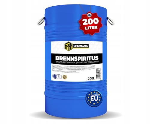 MRM Chemicals – Brennspiritus farblos 200L Fass – Vielseitiger Alkohol für Haushalt, Werkstatt & Garten – zum Reinigen, Entfetten & Anzünden – rückstandsfrei & ergiebig