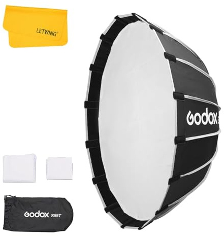 Godox S65T Paraguas Softbox de 65 cm, montaje Bowens con difusor portátil de liberación rápida para Godox MS300-V SK400II-V DP400III-V SL60IID SL60IIBi SL100 AD400Pro, etc