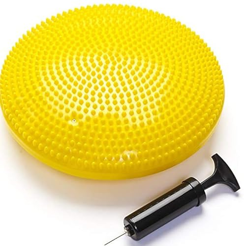 Lichi Wobble Cushion Balance Pad, Flexible Seating for Classroom Elementary, Inflated Air Stability Seat Cushion to Improve Sitting Posture-Yellow