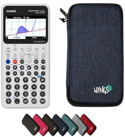 Casio Graph Math+ inkl. WYNGS Schutztasche Blau - Grafikrechner - Basic Set