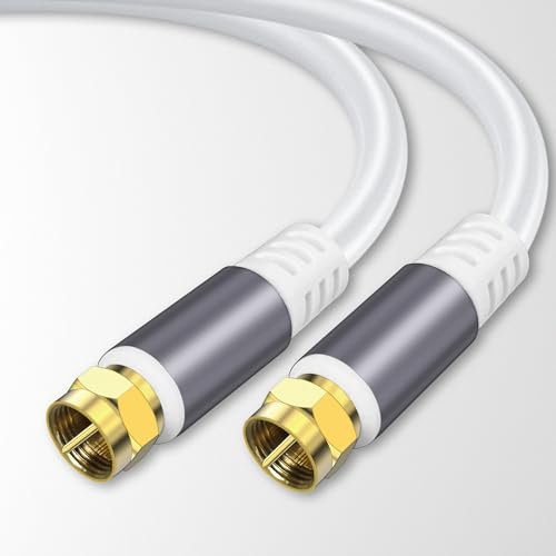Tiierzon Cavo coassiale RG6, 3 m, cavo coassiale a bassa perdita ad alta velocità per TV HD, piatto, satellite, antenna, cavo TV (bianco, 3 m)