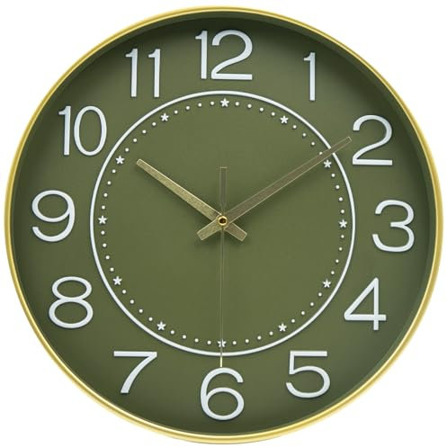 HZDHCLH Horloge murale de 30,5 cm à piles, mouvement à quartz, silencieuse, sans tic-tac, horloge murale moderne pour salon, chambre à coucher, cuisine, bureau, école, salle de classe, décoration