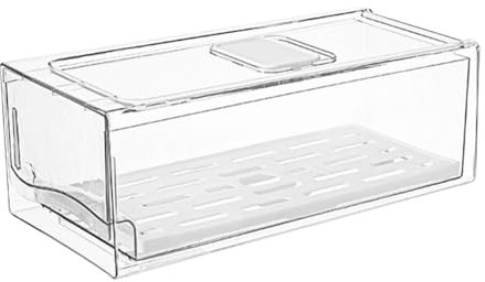AVZYARDY Stackable Refrigerator Organizer Cubes with Drain Tray Clear Fruit Storage Containers Reusable for Egg Meat Storage (X)