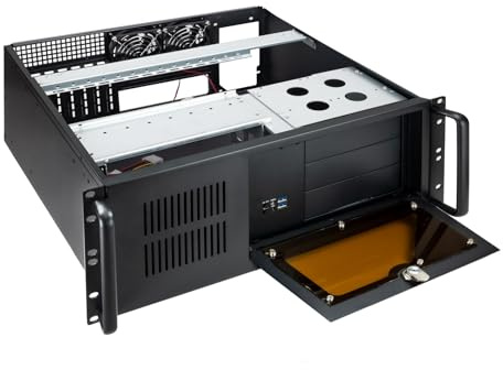 Caja IPC Rack 406N 4U 19 ATX - 2x5.25 externas, 1x3.5 Externa, 8x3.5 internas, USB - Ideal para servidores y Almacenamiento en Red.