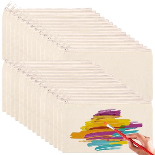 SENENQU 30 Piezas Estuche Pequeño Beige Bolsas de Tela para Pintar